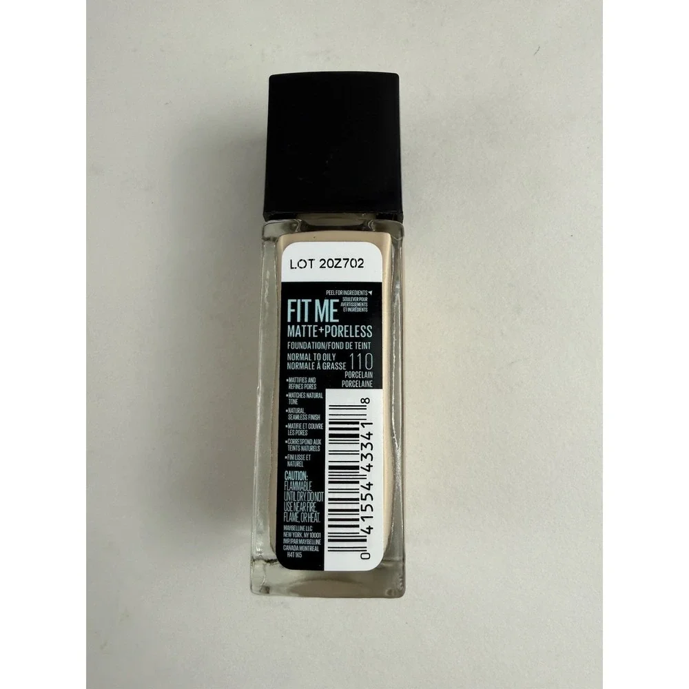 Maybelline NY Fit Me Matte + Poreless 12hr Wear Foundation 110 Porcelain 1 FL oz - Picture 6 of 7